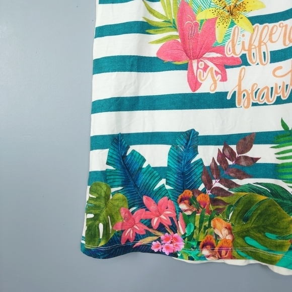 Desigual Multi-Colored Floral/Striped Strappy Back Tank Top Size Small - Picture 6 of 9